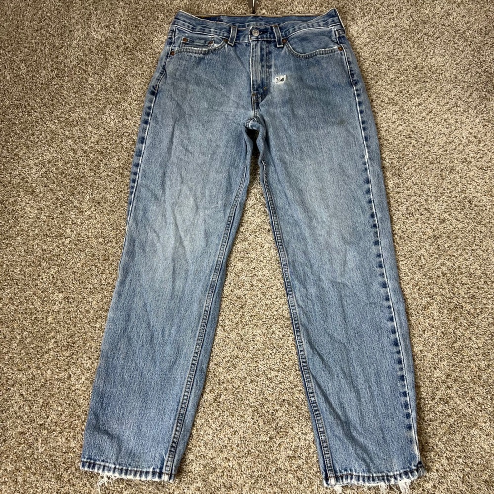 Levis 550 Relaxed Fit Tapered Leg Light Wash Distressed Grunge Jeans Mens 30x30